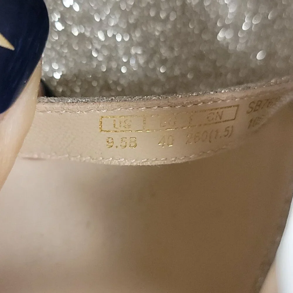 NEW Stuart Weitzman Nudistdisco Pearl Glitter Heels Womens 9.5 Glam Luxury Shiny
